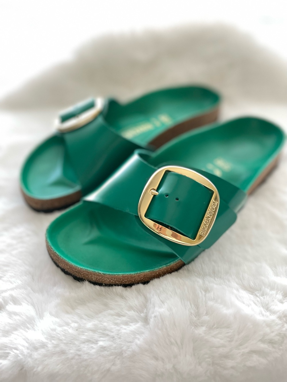 Birkenstock MADRID Big Buckle Digital Green Sandals High Shine Gold size 40 - Picture 3 of 7